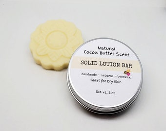 Unscented Cocoa Butter Solid Lotion Bar: Natural Dry Skin Moisturizer