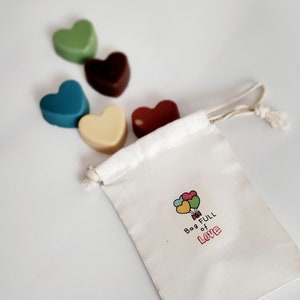 Heart Soap Set: 6 Handmade Natural Soaps, Muslin Bag Gift