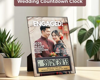 Personalisierte Hochzeits Countdown Uhr - Verlobungsgeschenk - Elegantes Hochzeits Countdown Plaque - Perfekt für Verlobte Paare
