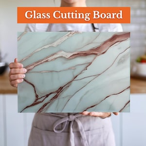 Marble-Style Glass Cutting Board | Charcuterie Board | Housewarming Gift | Modern Kitchen Decor | Elegant Marble Design Serving Board