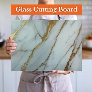 Marble Look Charcuterie Board | Tempered Glass Cutting Board | Housewarming Gift | Modern Kitchen Decor | Elegant Serving Board