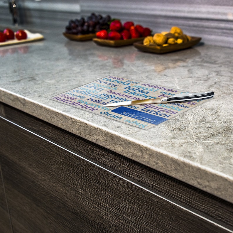 Kosher Themed Cutting / Charcuterie Board Tempered Glass Word Cloud