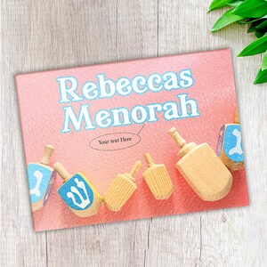 Personalized Glass Chanukah Menorah Tray Dreidels Design Hanukkah Tray, Hanukka Gift