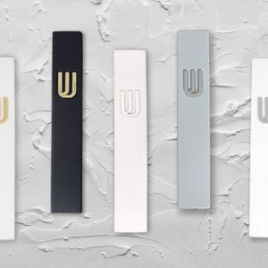 Modern Concrete Mezuzah Case, Easy Peel and Stick Mezuza, 12cm Weatherproof Mezuzot Case