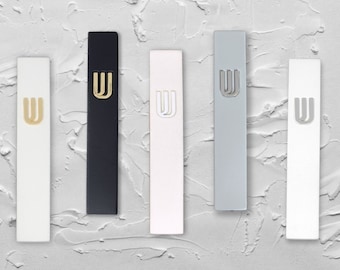 Modern Concrete Mezuzah Case, Easy Peel and Stick Mezuza, 12cm Weatherproof Mezuzot Case