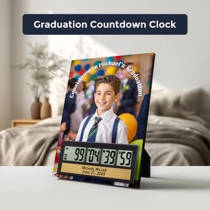Personalized Graduation Countdown Clock, Custom Photo Frame with Timer, Graduation Gift, Digital Display with Date & Name, Gift for Him/Her