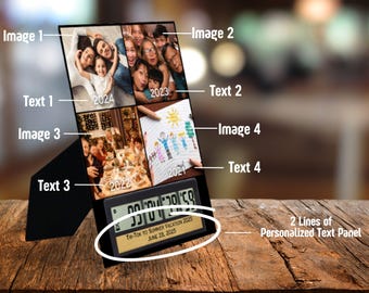May include: A black countdown clock with a digital display and a personalized text panel. The panel includes the text "Tik-Tok to Summer Vacation 2025" and "June 28, 2025". The clock is surrounded by four photos, each with a year printed on it: 2021, 2022, 2023, and 2024.