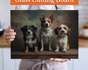 Bord hondencharcuterie – glazen snijplank met hondenportret – cadeau hondenliefhebber – keukendecor – housewarmingcadeau voor eigenaren van gezelschapsdieren – hondencadeau
