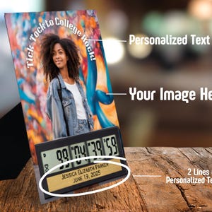 College Countdown Clock, Personalized Tabletop Countdown Picture Clock, Graduation Gift, Stylish Countdown Table Clock