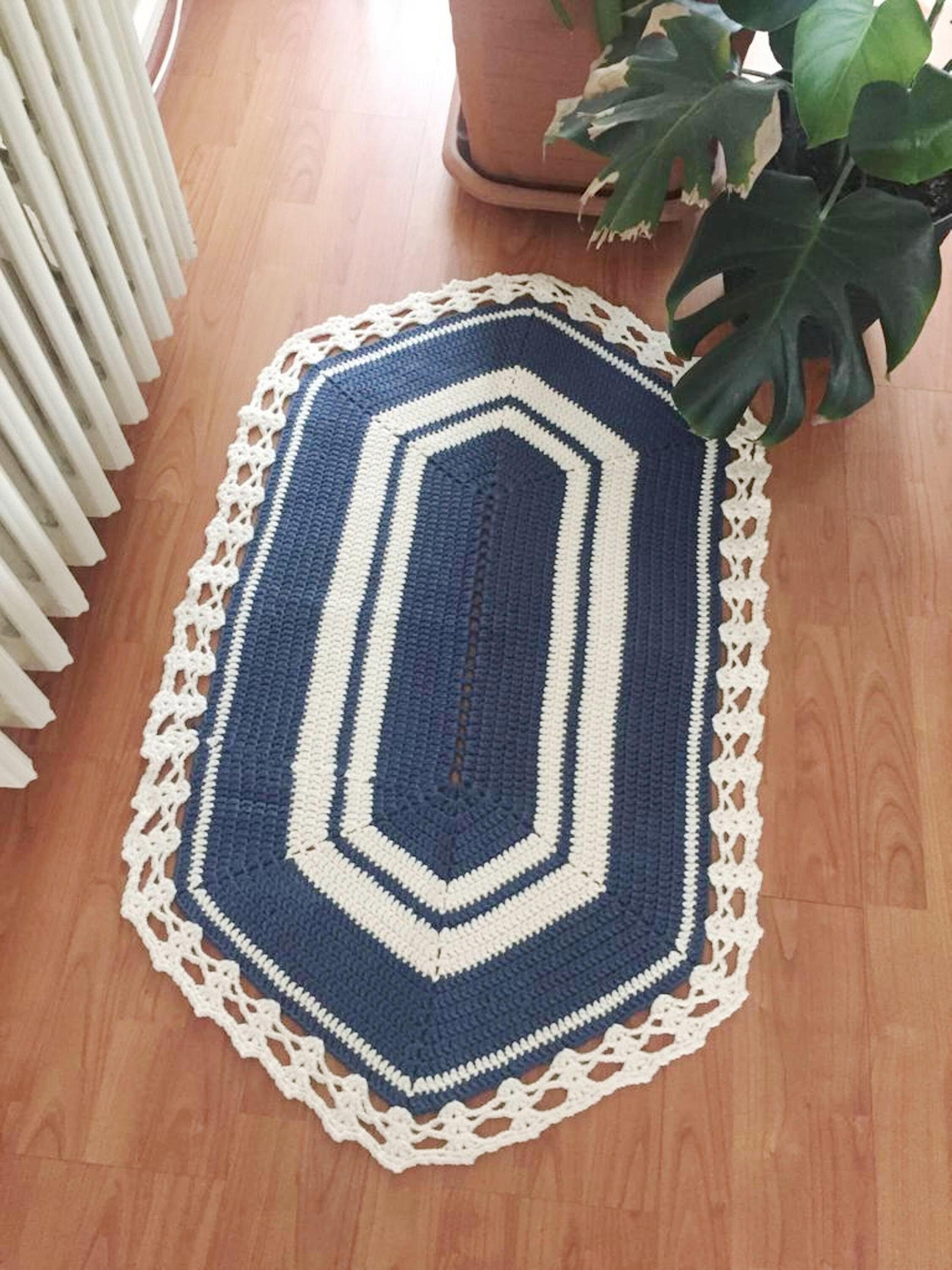 Waschbarer ovaler Strickteppich Gehäkelte Badematte im | Etsy