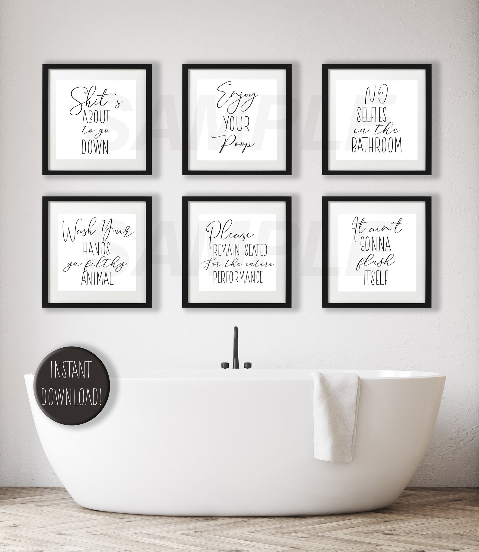 Funny Bathroom Wall Decor 5 X 5 W/easy Cut Out Etsy