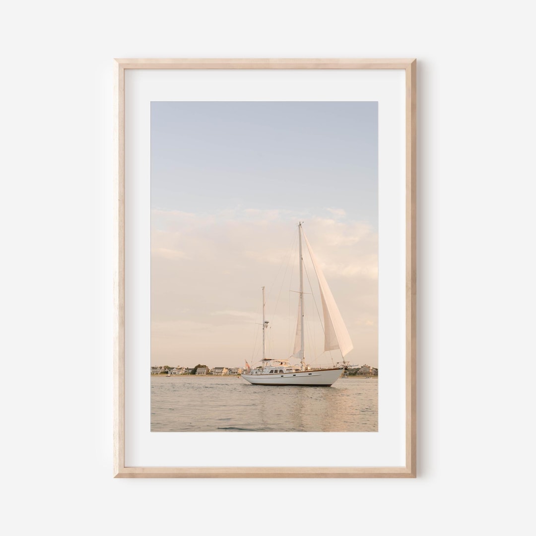 Sailboat Wall Art Print Coastal Nautical Photography Sunset Ocean Photo ...
