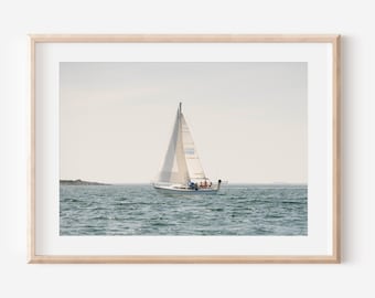 New England Sailboat Photography Print, Coastal Nautical Wall Art (Archival Paper)