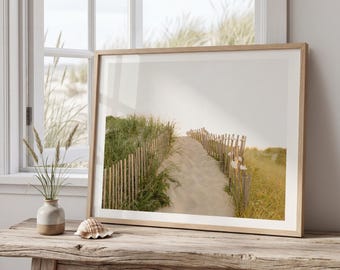 Madaket Beach Fence Print, Nantucket Coastal Photography, Sand Dune Summer Decor