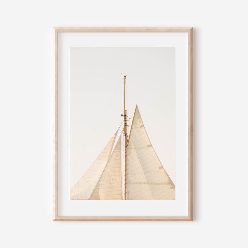 American Flag Sailboat Print – Nantucket Coastal Wall Art, Nautical ...