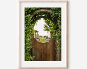 Nantucket Garden Gate Print | Coastal Garden Photography | Ocean View Wall Art | New England Coastal Decor | Luxury Beach House Art