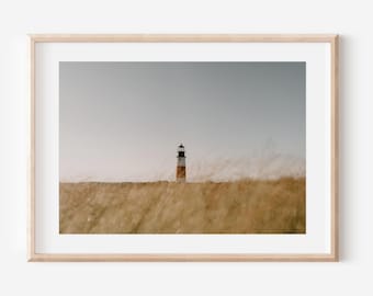 Nantucket Lighthouse Photography Print – Sankaty Lighthouse Coastal Wall Art, New England Decor