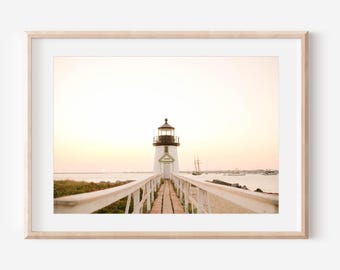 Nantucket Brant Point Lighthouse Print, Coastal Wall Art, New England Beach Photography, Nautical Home Decor, Cape Cod Ocean Print