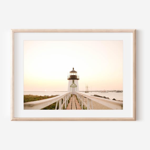 Nantucket Brant Point Lighthouse Print, Coastal Wall Art, New England Beach Photography, Nautical Home Decor, Cape Cod Ocean Print