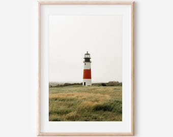 Nantucket Photography Print – Lighthouse Wall Art, Coastal New England Decor, Ocean Landscape Photo, Gift for Beach and Art Lovers