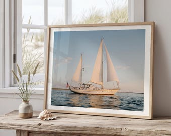 Nantucket Sailboat Photography Print, Coastal Fine Art, Luxury Nautical Wall Art, New England Ocean Decor
