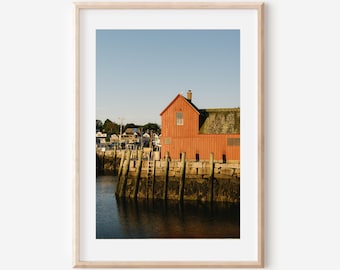 Rockport Harbor Sunset Photography Print, Motif No. 1 Wall Art, Cape Ann Massachusetts Print, New England Coastal Decor