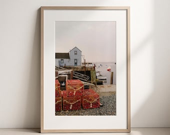 Rockport Massachusetts Photography Print, Lobster Trap Wall Art, Cape Ann Coastal Decor, New England Harbor Photography, Rockport MA Art