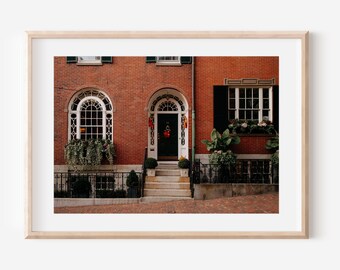 Boston Print, Autumn Beacon Hill Photography, Fall New England Wall Art, Historic Cityscape, Travel Photography, Autumn Photography