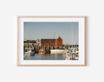 Rockport Harbor Sunset Photography Print, Motif No. 1 Wall Art, Cape Ann Massachusetts Print, New England Coastal Decor