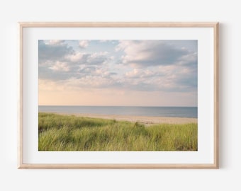 Cape Cod Coastal Dune Print, Truro Beach View Wall Art,Pastel Ocean Landscape,Nantucket Summer Seaside Photo, New England Nature Photography