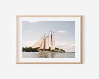 American Eagle Schooner Print, Maine Sailboat Wall Art, New England Coastal Photography, Nautical Beach House Decor