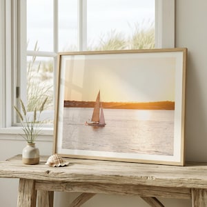 Newport Sailboat Sunset Print, Rhode Island Coastal Wall Art, Nautical Fine Art