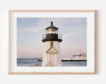 Nantucket Wall Art, Brant Point Lighthouse Photo, Coastal New England Print, Nautical Fine Art, Travel Photography, Beach House Decor