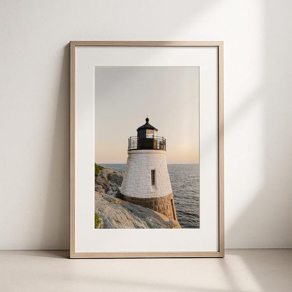 Rhode Island Lighthouse Photography Print, Castle Hill Lighthouse Wall Art, Newport Coastal Decor, New England Beach House Art