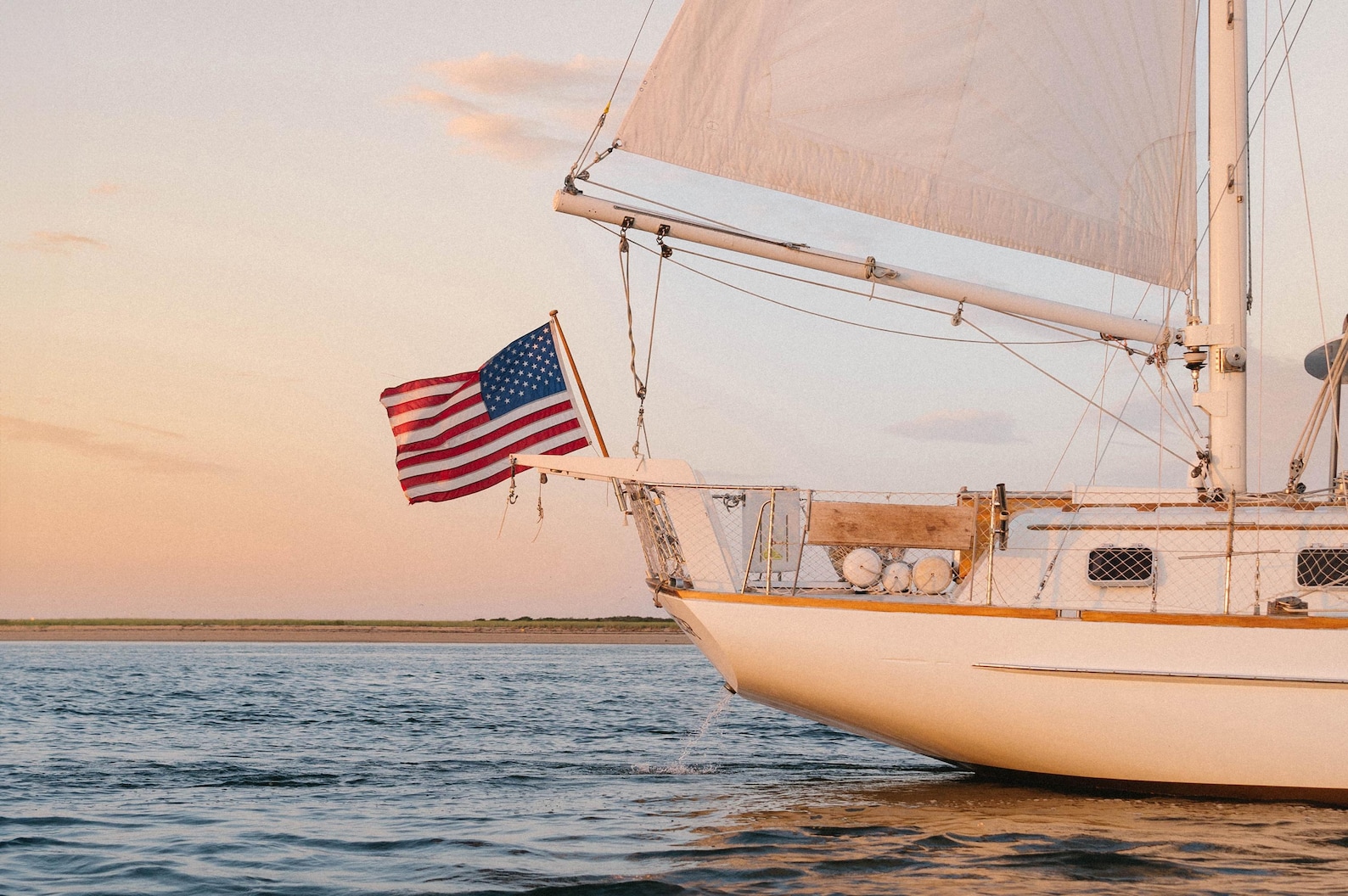 Sailboat Wall Art Print – Coastal Nautical Decor With American Flag at ...