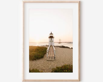 Nantucket Brant Point Lighthouse Print, Coastal Wall Art, New England Beach Photography, Nautical Home Decor, Cape Cod Ocean Print