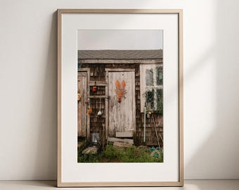 Rockport Lobster Shack Print, New England Coastal Art, Rustic Fishing Village Decor