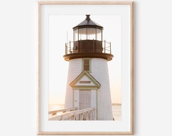 Nantucket Brant Point Lighthouse Print, Coastal Wall Art, New England Beach Photography, Nautical Home Decor, Cape Cod Ocean Print