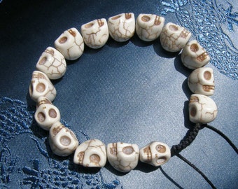 White skull Hand MALA, Prayer Beads, Rosary from Yak Bone NEPAL great Work!