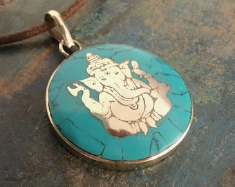 Massives Ganesha AMULETT aus NEPAL mit Türkis