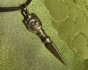 Small brass magic Phurba Pendant with Demon Head from Nepal