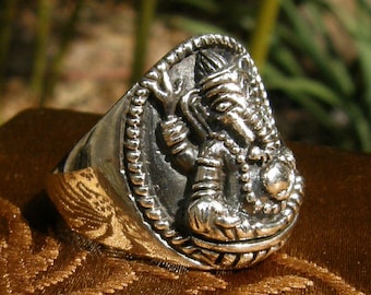 Great Seal Ring Ganesha MEN & WOMEN Ring 925 solid Silver handmade in NEPAL