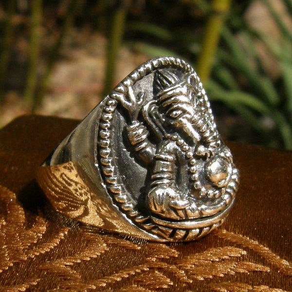 Toller massiv Siegelring Ganesha HERREN & Damen RING 925er Silber NEPAL