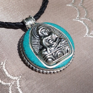Beautiful Shakyamuni BUDDHA AMULET TURQUOISE from Nepal