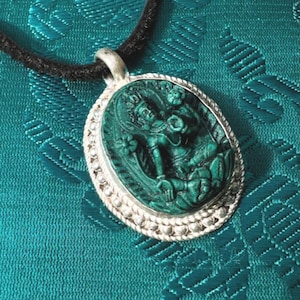 Beautyful AMULET Green Tara with Turquoise handmade in Nepal