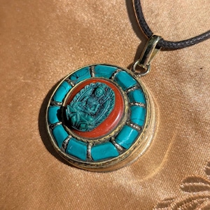 Tibetan amulet GAU Ghau from Nepal in silver + turquoise Buddha