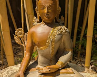 Large Masterpiece Tibetan Medicine Buddha Statue, Bronze, Bhaisajyaguru, Nepal, 31 cm, 5.8 kg