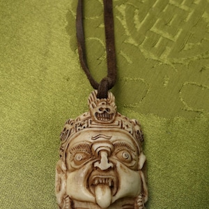 MAHAKALA pendant AMULET made of yak bone from Tibet