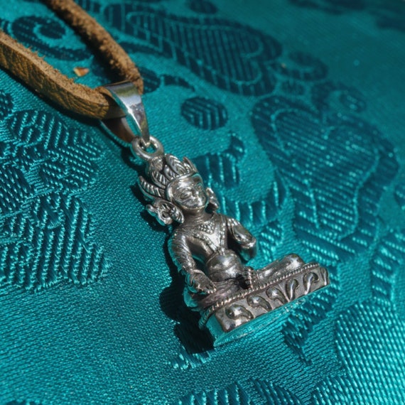 Großer massiver tibet. Grüne TARA Anhänger Nepal Amulett 925 Silber, 25gr!