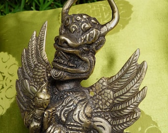 Tibet. Phurba, ritual dagger. Nepal, Vajrakilaya demon with horns and wings, bronze and iron, 26 cm.